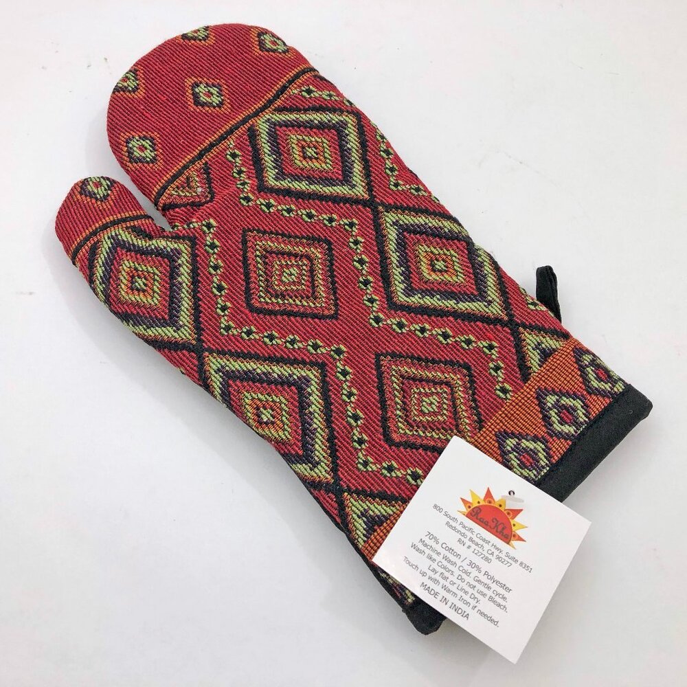 Ankara Geometric Design Oven Mitt Raa Kha 12x6 in NWT 70% Cotton 30% Polyester